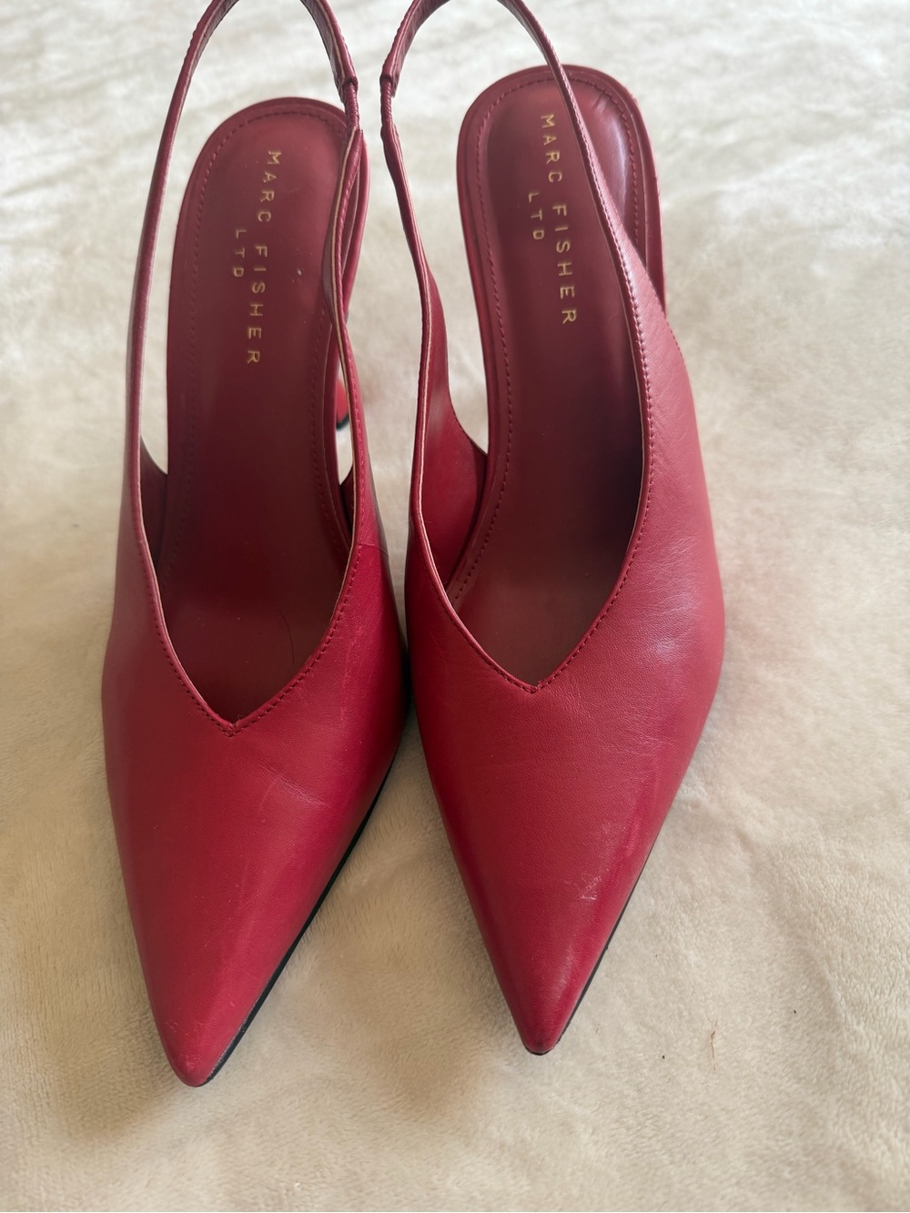 Marc Fisher Red Pointed-Toe Slingback Pumps